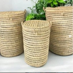 Paniers tressés en fibres naturelles avec couvercle