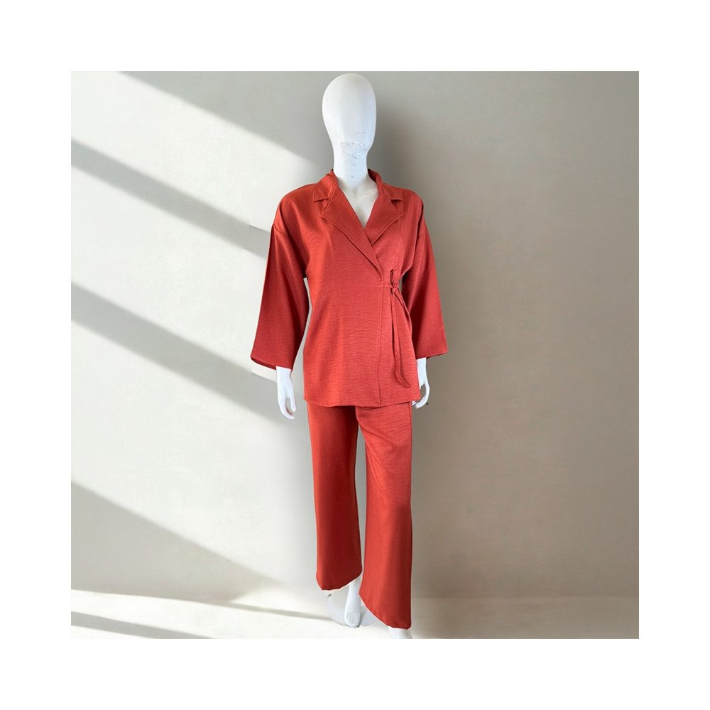 Ensemble tailleur femme en terracotta 