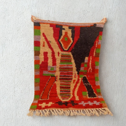 Tapis berbère  Composition abstraite en rouge et terre cuite