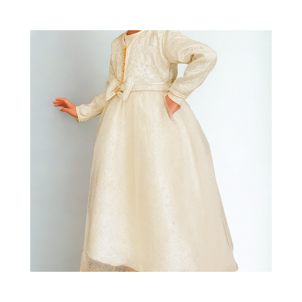 Robe Caftan Fille Modèle Cérémonie en Tissu Doré