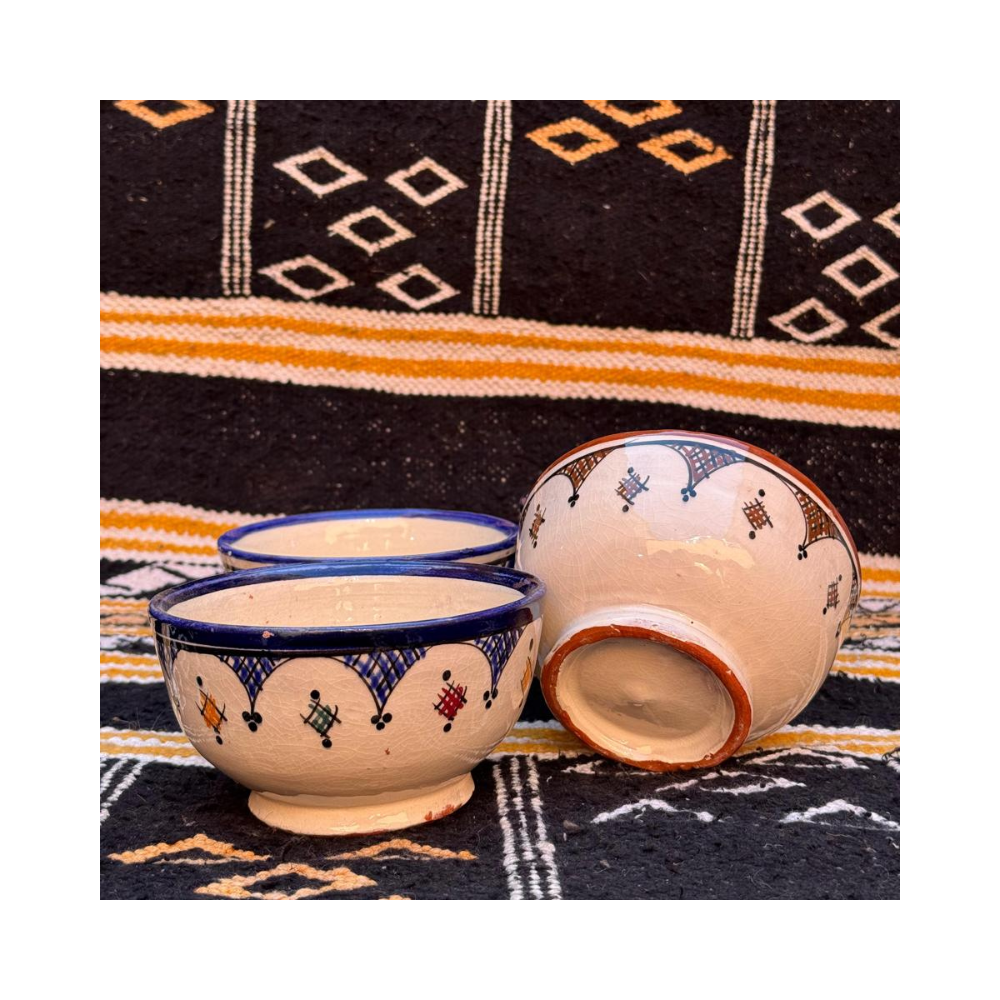 Bols en Céramique Artisanale – Motifs Berbères Peints à la Main
