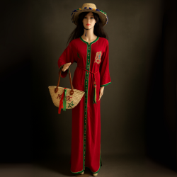 Caftan Marocain Rouge – Édition Spéciale Patriote