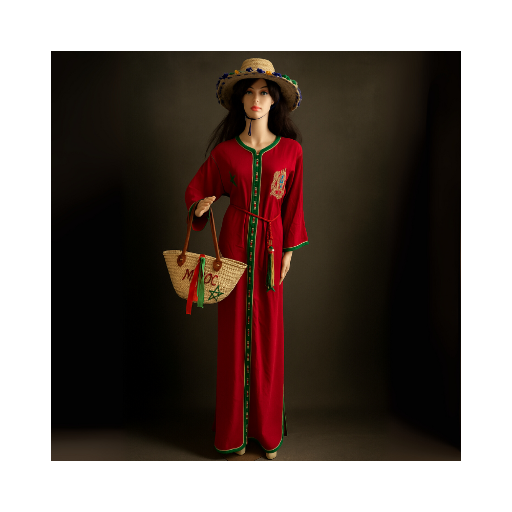 Caftan Marocain Rouge – Édition Spéciale Patriote