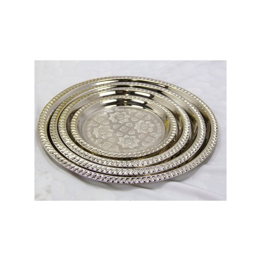 Lot de 4 Plateaux "Éclat Royal" en Métal Argenté