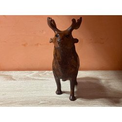 Statue de cerf, sculpture moderne, sculpture animale en bois.cadeau pour noél