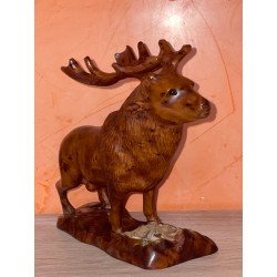 Statue de cerf, sculpture moderne, sculpture animale en bois.cadeau pour noél
