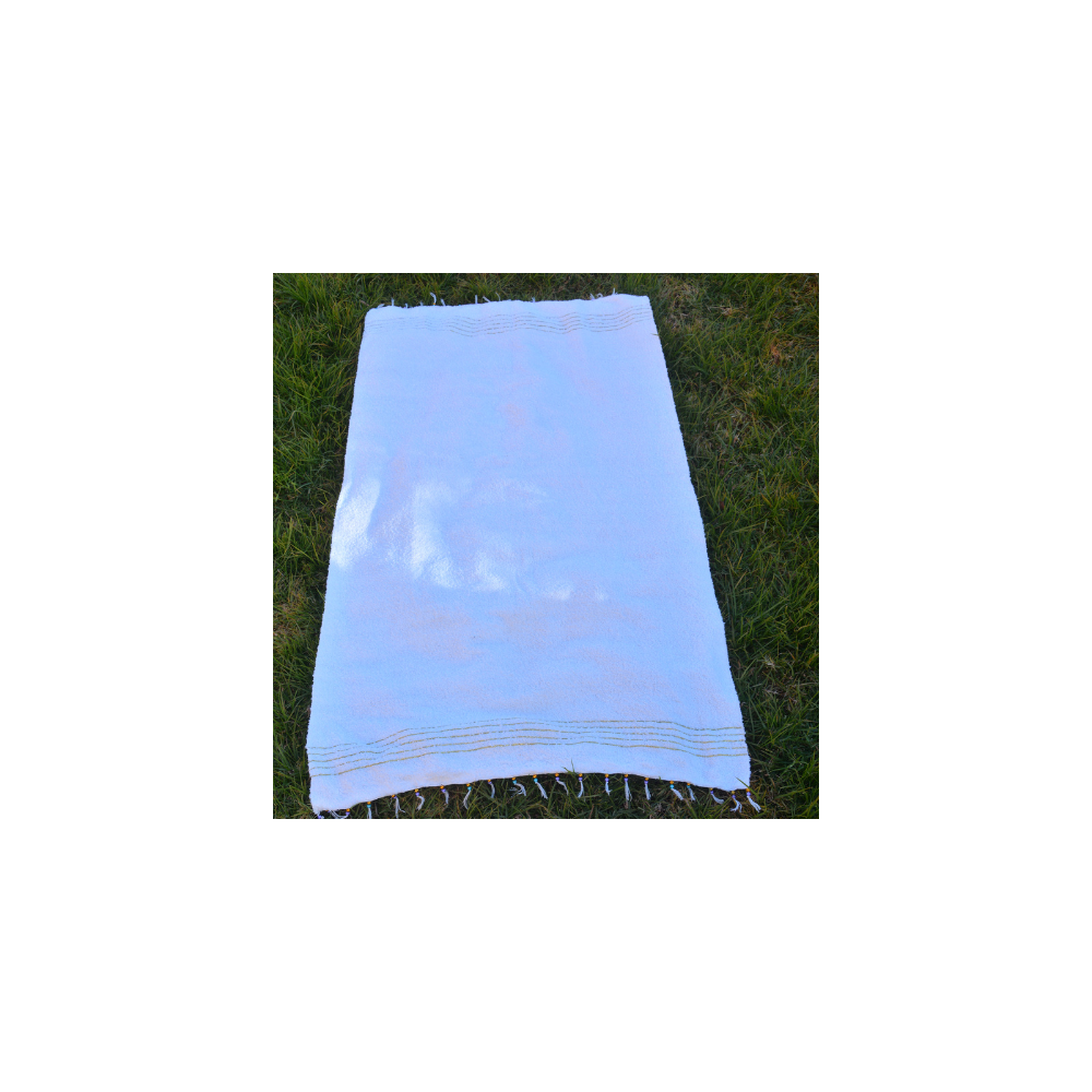 plaid marocain tissée en coton blanc/doré