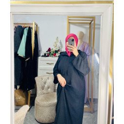 DJellaba noire classique avec coupe fluide