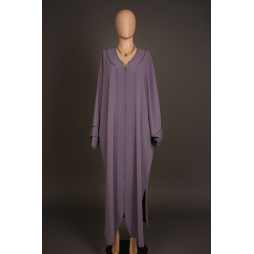 Kimono Lavande en Crêpe – Broderie Berbère Géométrique