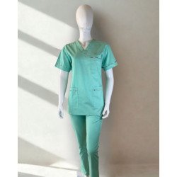 Tenue médicale unie verte  Ensemble blouse et pantalon