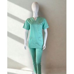 Tenue médicale unie verte  Ensemble blouse et pantalon