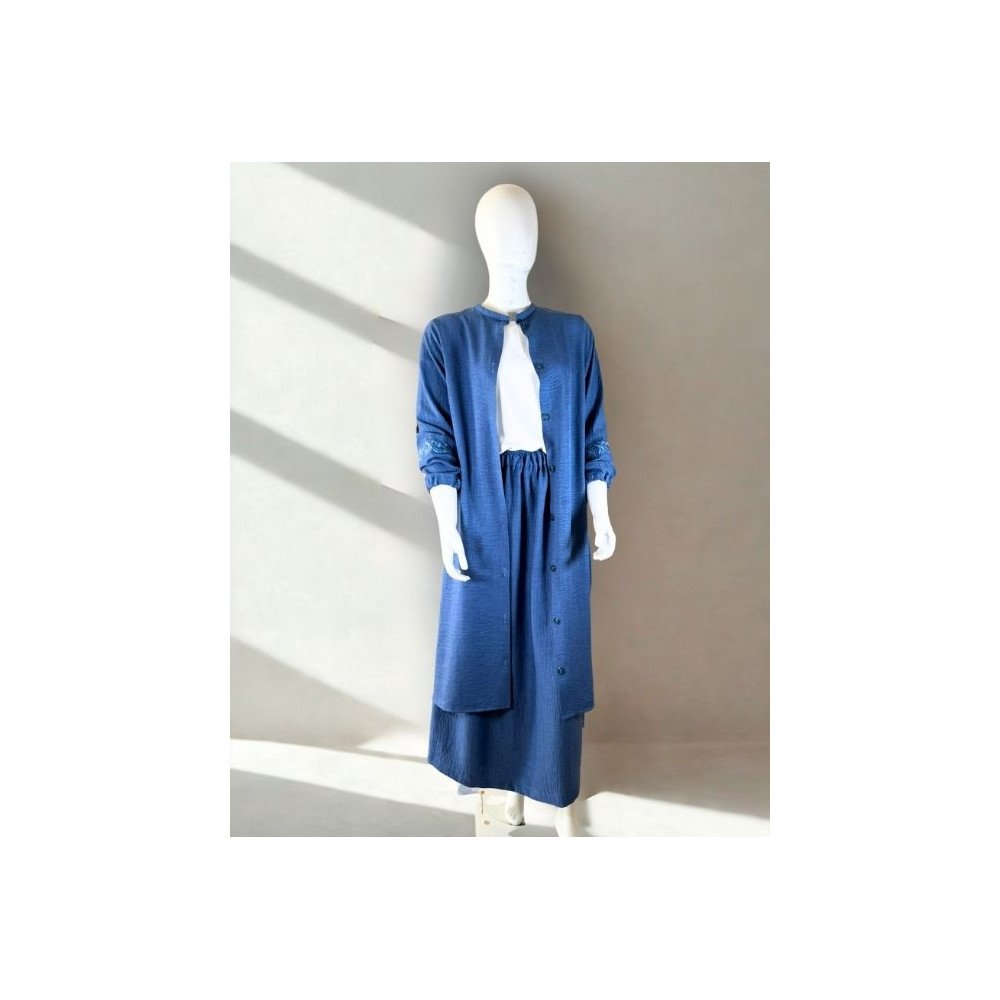 Ensemble deux pièces bleu denim – Élégance décontractée et confort au quotidien