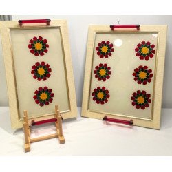 Plateau décoratif en verre – Motif rosace marocaine