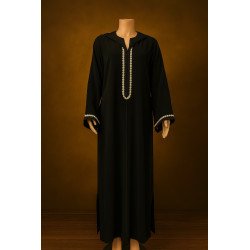 Élégance intemporelle en noir — Jellaba 2 pièces