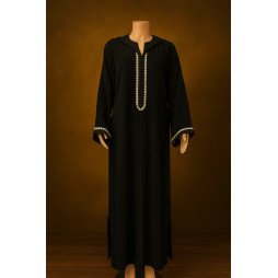 Élégance intemporelle en noir — Jellaba 2 pièces