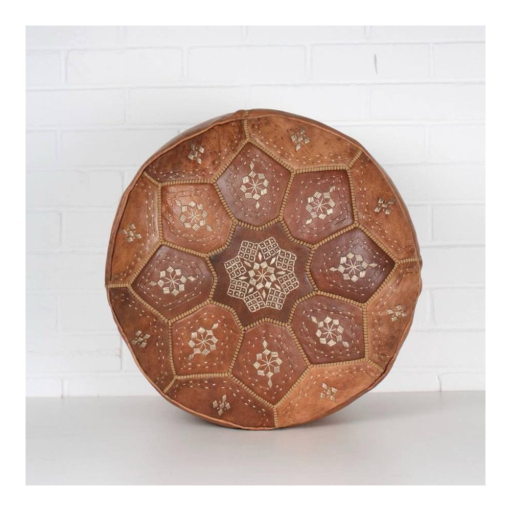Pouf marocain en cuir – Artisanat et élégance orientale