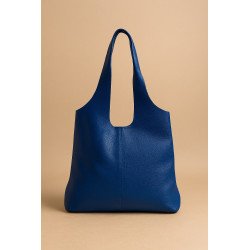 Sac cabas en cuir bleu fait main
