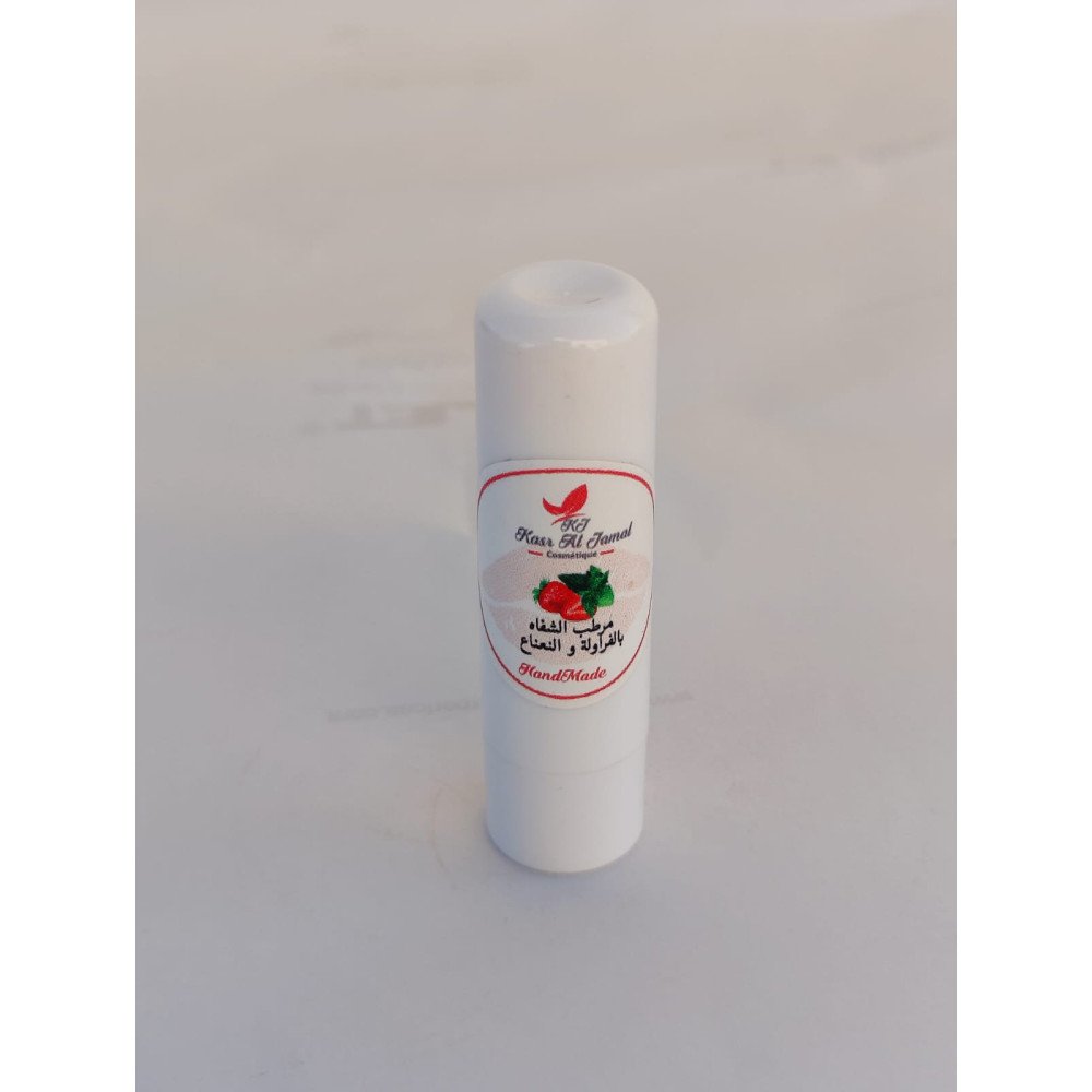 Baume à lèvres hydratant à la fraise et à la menthe.