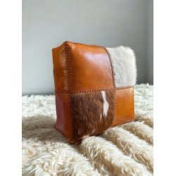 Boîte de rangement en cuir et peau