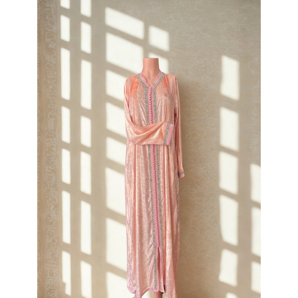 Caftan en velours saumon